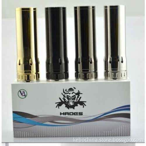 Hades mod e-cig, made of stainless steel and brass